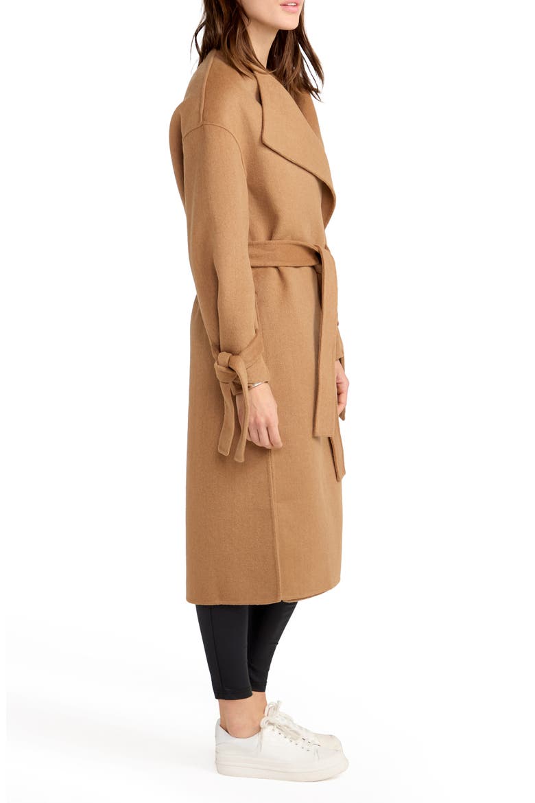 Head over Heels Collarless Belted Wool Blend Coat, Alternate, color, CAMEL