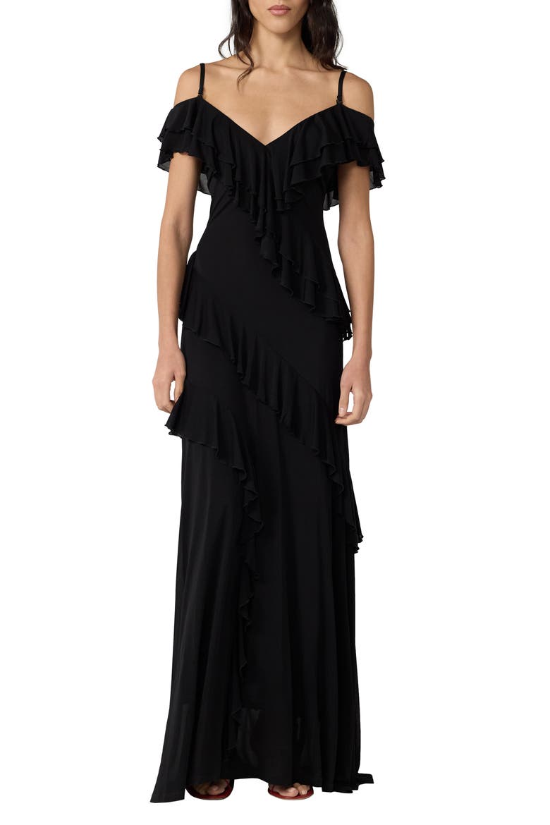 Sofia Cold Shoulder Gown, Main, color, BLACK