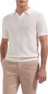 Bugatchi Pointelle Stitch Cotton & Silk Polo Sweater