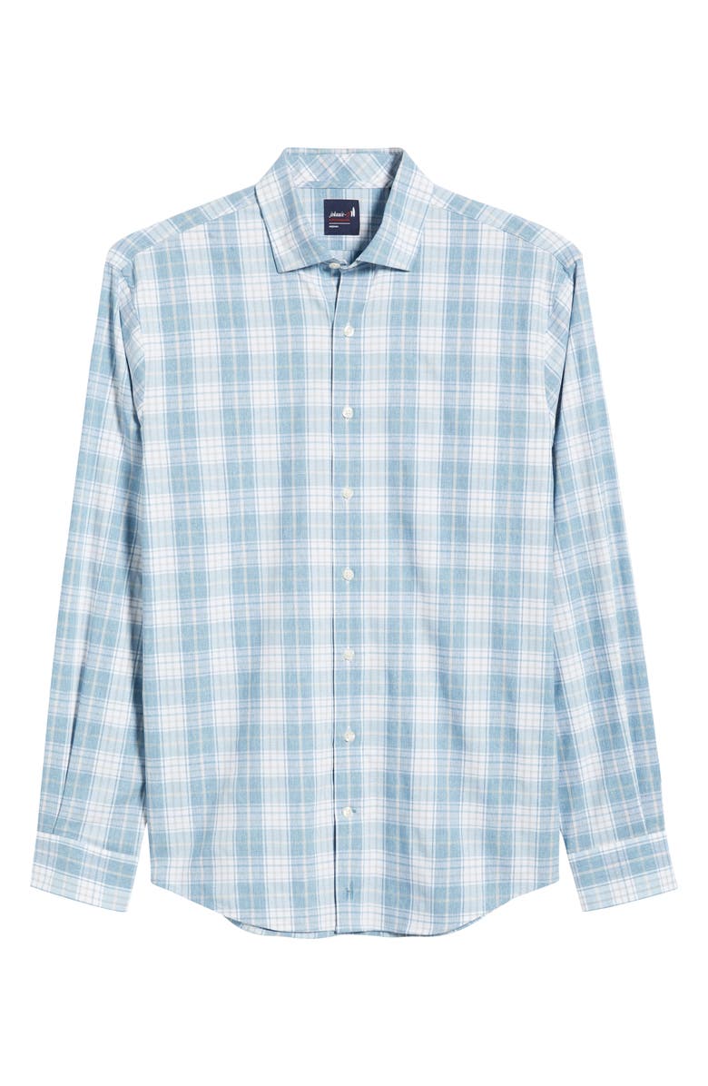 johnnie-O Hendley Plaid Performance Oxford Button-Up Shirt, Alternate, color, Laguna Blue