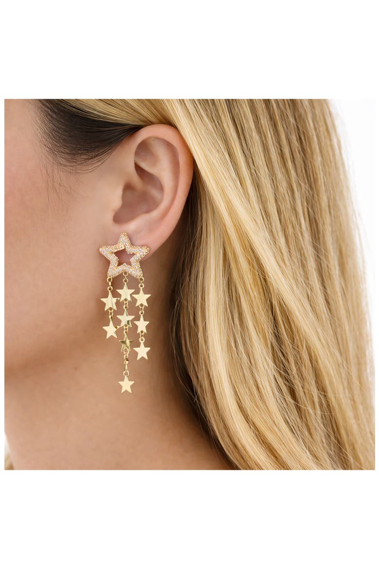 Celeste Star Cubic Zirconia Drop Earrings, Alternate, color, GOLD