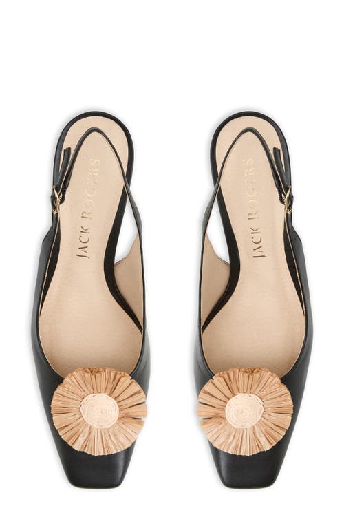 Shop Jack Rogers Brynn Raffia Flower Slingback Pump In Black/natural