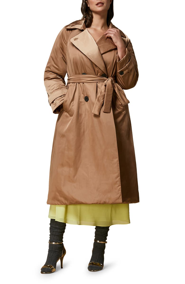 Marina Rinaldi Belted Water Repellent Trench Coat, Main, color,