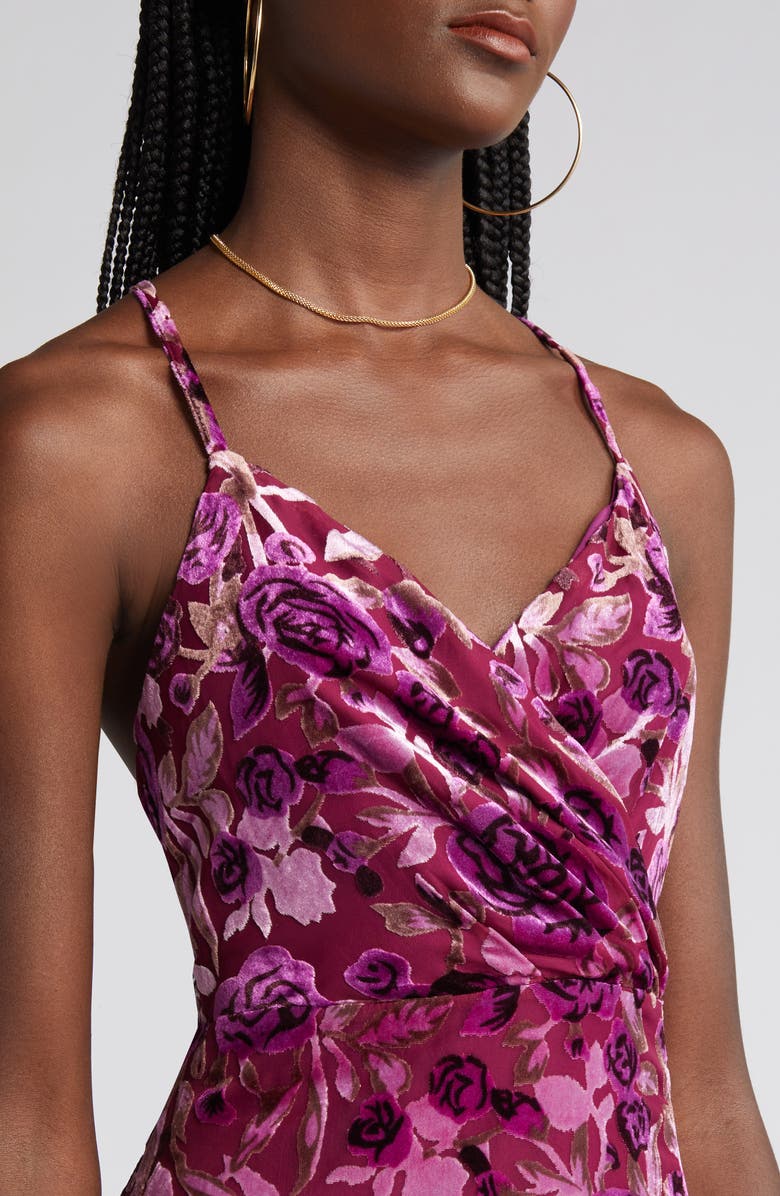 Adelyn Rae Velvet Burnout Slipdress, Alternate, color, 