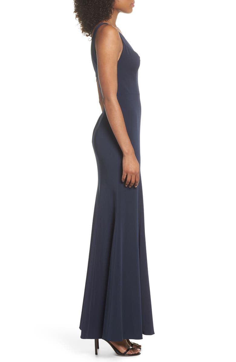 Jenny Yoo Jade Luxe Crepe V-Neck Gown, Alternate, color, 
