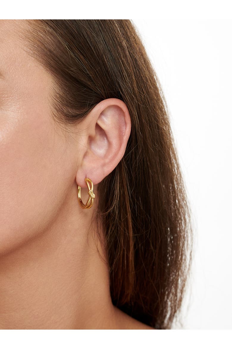 Love Knot Hoop Earrings in Gold Plated Sterling Silver, 23mm, Alternate, color, Yellow Gold