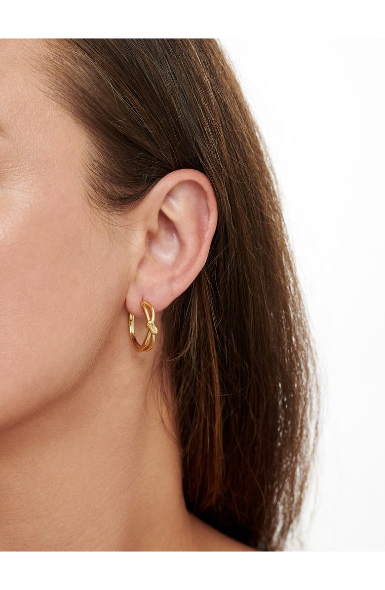 DEVATA Love Knot Hoop Earrings in Gold Plated Sterling Silver, 23mm, Alternate, color, Yellow Gold