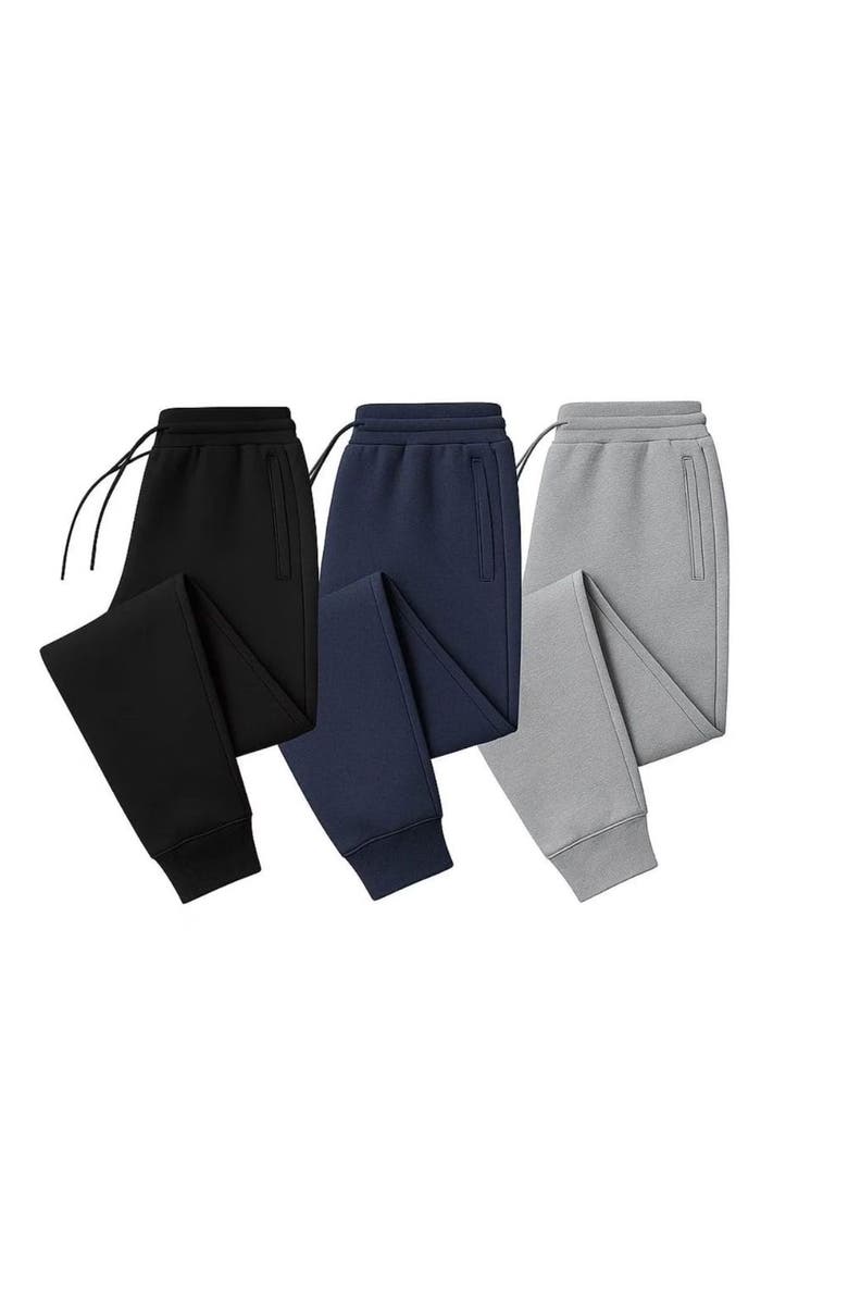 BenBen Men's 3 Pack Ultra Soft Fleece Jogger Sweatpants, Alternate, color, Black/Navy/Grey