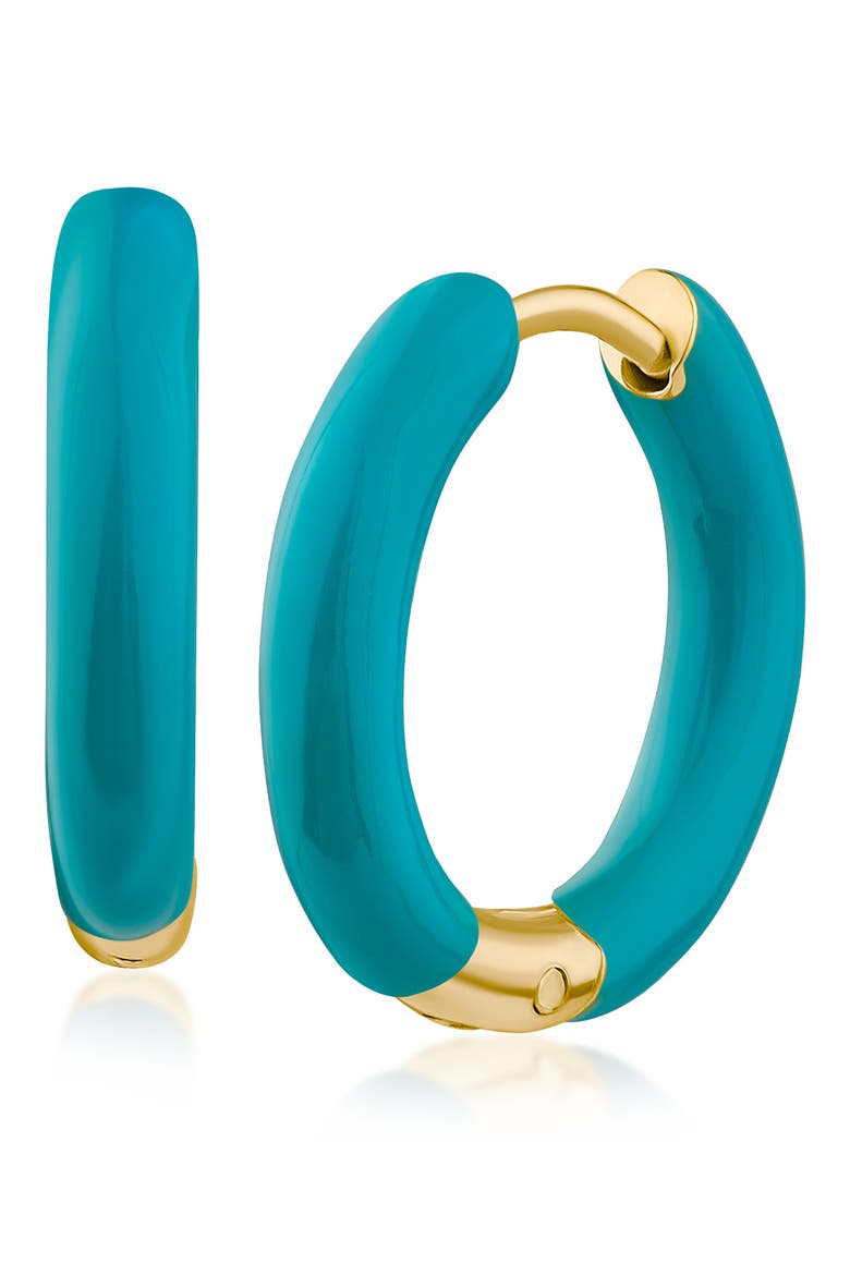 Small Enamel Hoop Earrings (Nordstrom Exclusive), Main, color, TEAL