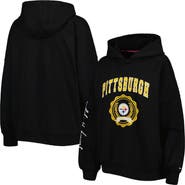 Tommy Hilfiger Women's Tommy Hilfiger Black Pittsburgh Steelers Becca Drop Shoulder Pullover Hoodie