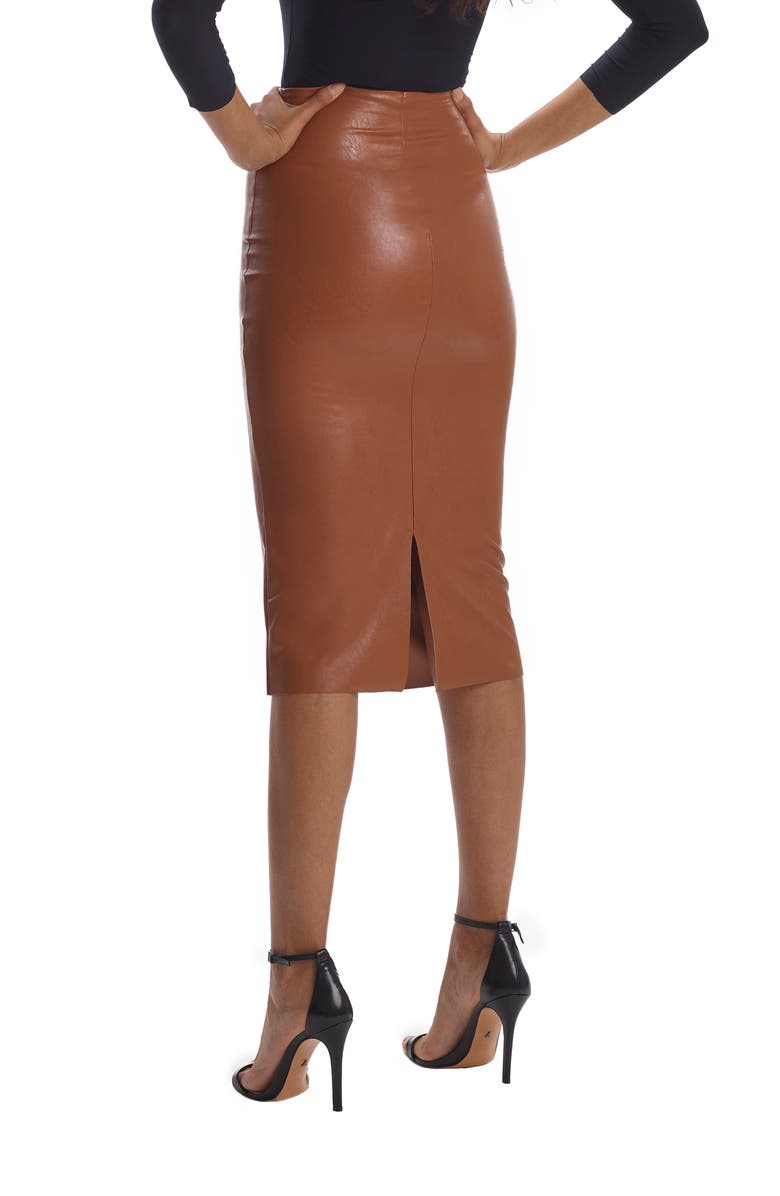Commando Faux Leather Midi Skirt, Alternate, color, Cocoa