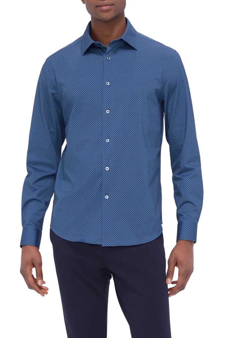 James OoohCotton® Geo Print Button-Up Shirt, Main, color, NAVY
