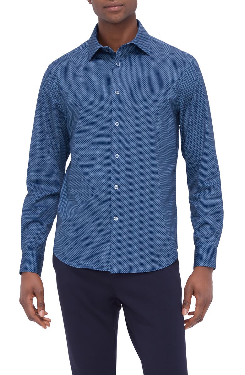 Bugatchi James OoohCotton<sup>®</sup> Geo Print Button-Up Shirt, Main, color,