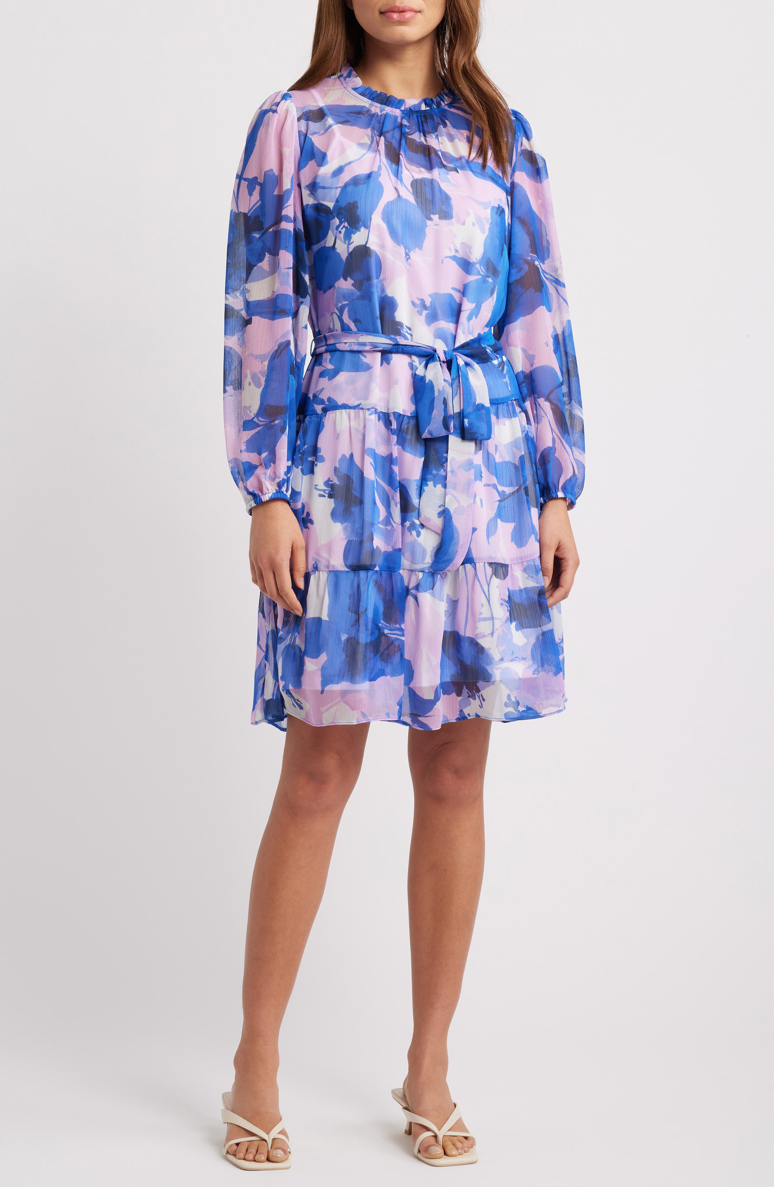 Julia Jordan Floral Long Sleeve Tiered Dress