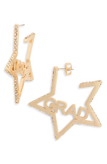 Leith Grad Cz Star Hoop Earrings