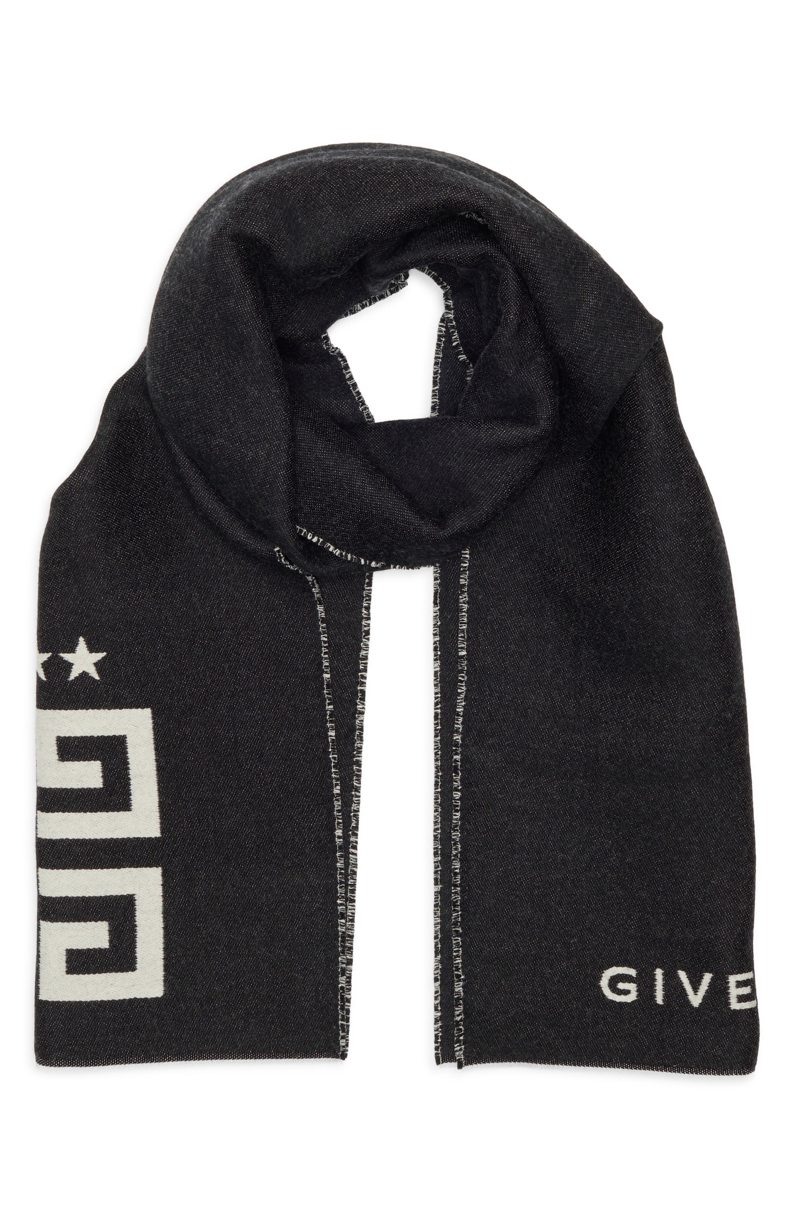 Givenchy Reversible Intarsia 4G Wool & Silk Scarf