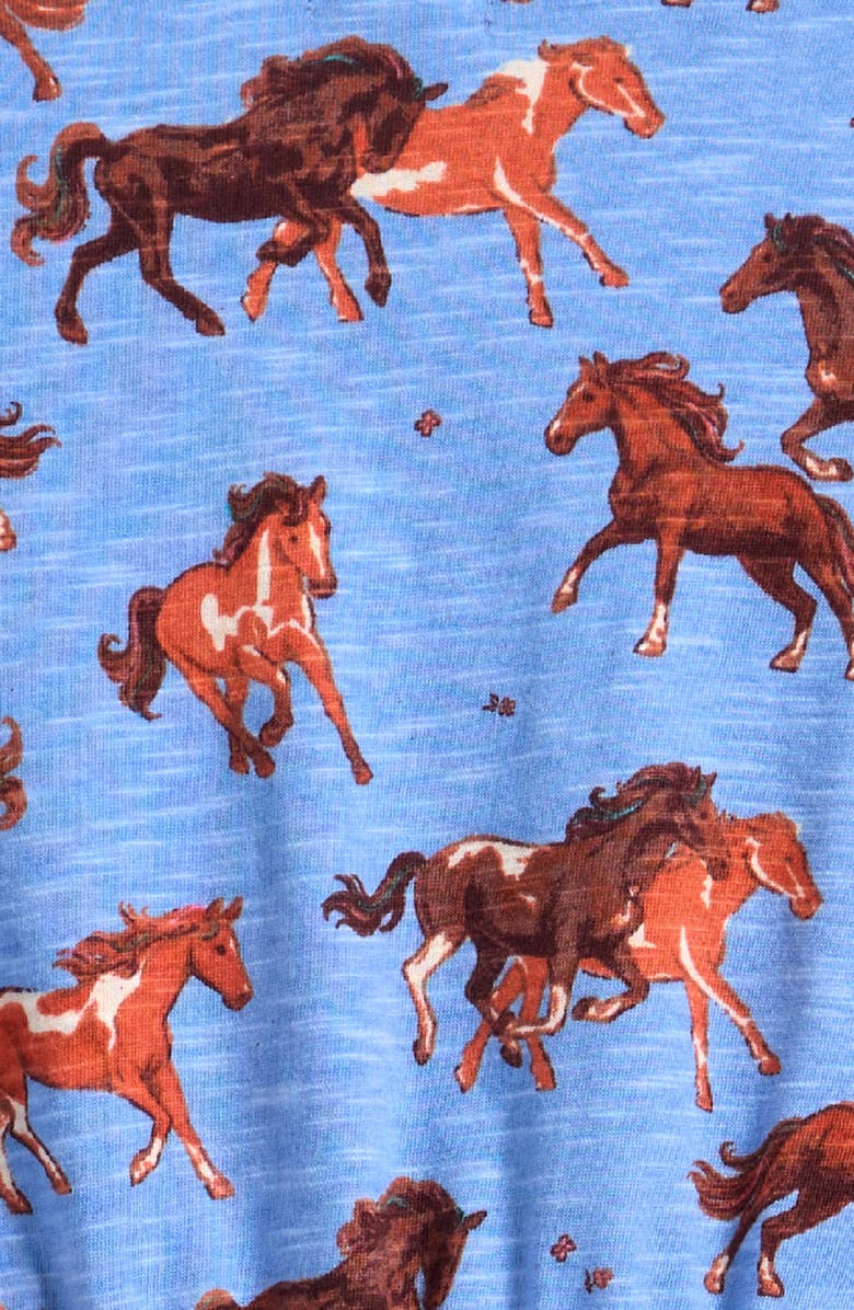 Hatley Kids' Tinsel Horses Long Sleeve Cotton Dress, Alternate, color, Cornflower Blue