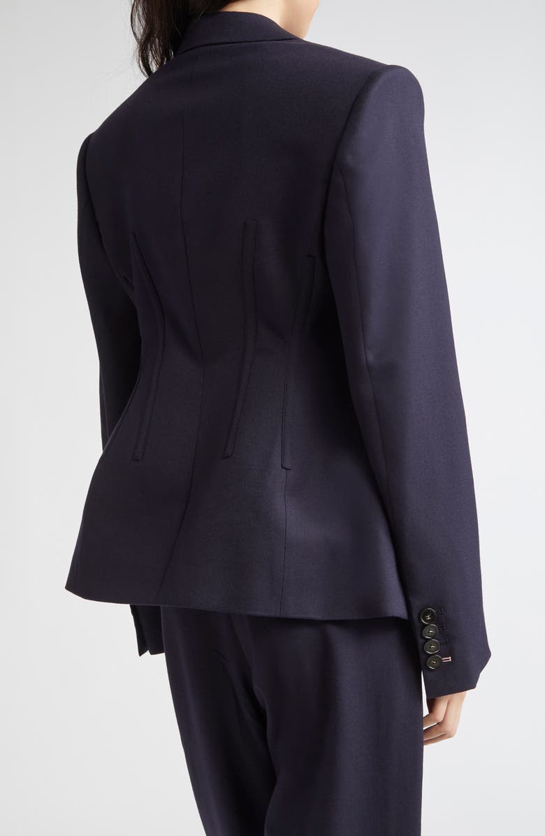 Stella McCartney Molded Wool Gabardine Blazer, Alternate, color, 4000 - Navy