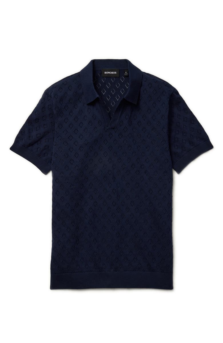 Bonobos Johnny Collar Pointell Knit Polo, Alternate, color, Navy