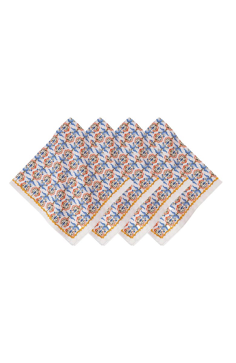 Juliska Emilie Set of 4 Floral Napkins, Main, color, Chambray