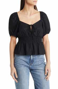 Treasure & Bond Linen Blend Peplum Top