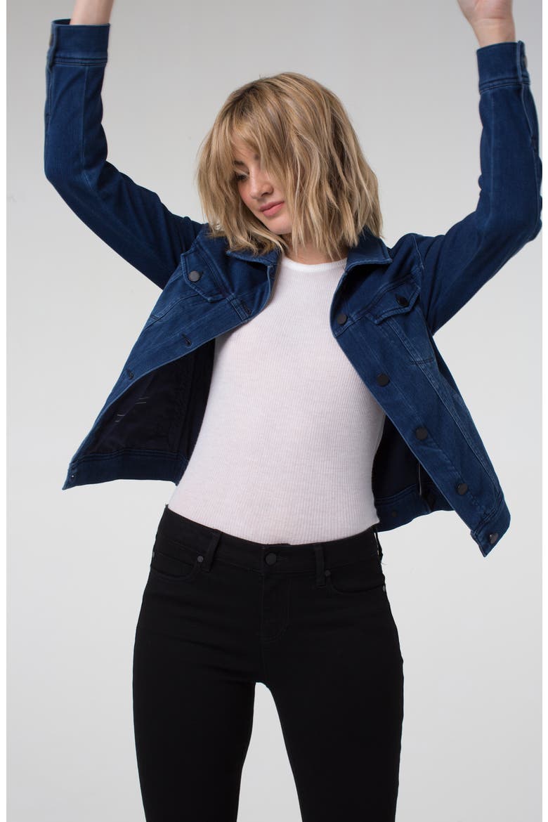 Liverpool Knit Denim Jacket, Alternate, color, DARK AMERICANA
