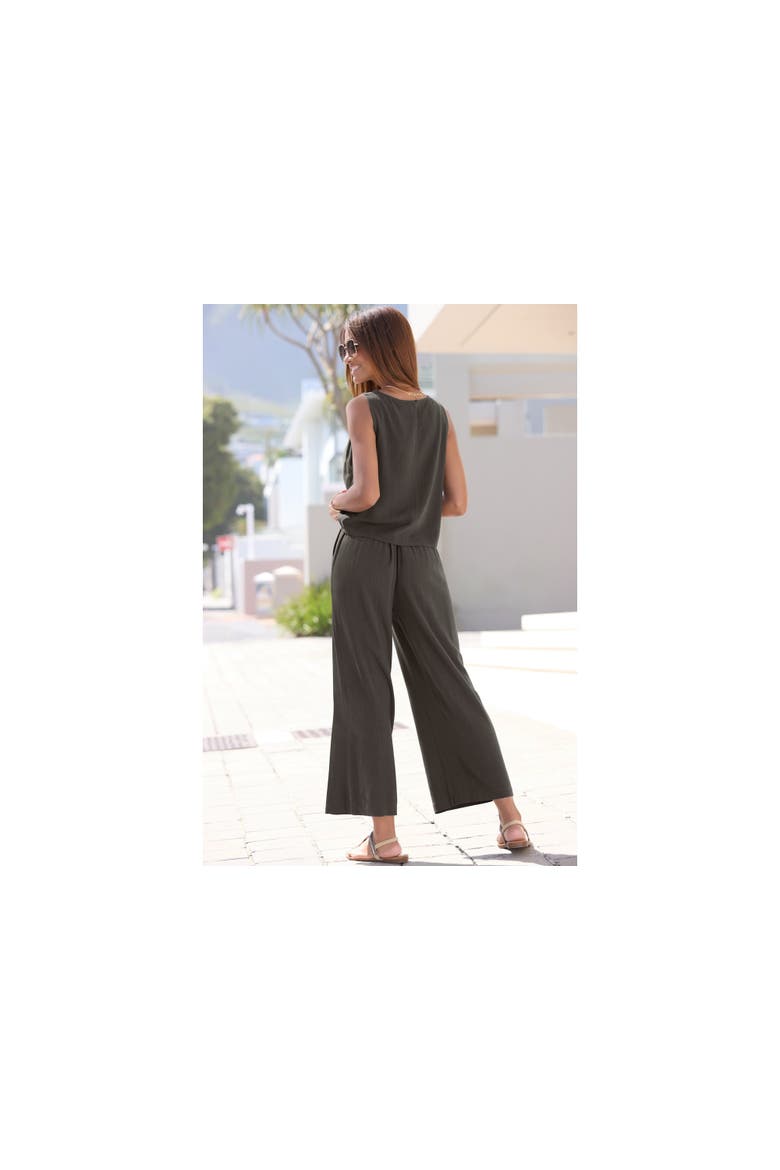 Wide Leg Linen Pants, Alternate, color, Olive