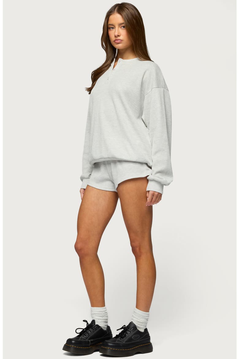 Baila Waffle Knit Henley, Alternate, color, LIGHT-GRAY-MELANGE