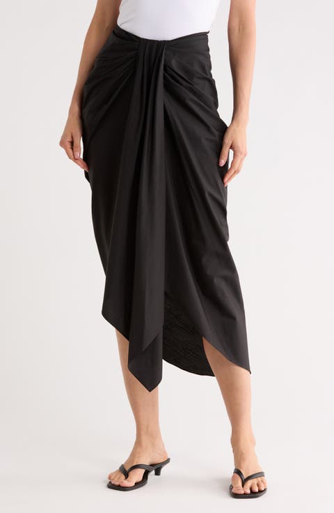 Rhodes Cotton Pleated Waist Asymmetric Skirt