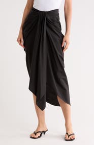 A.L.C. Rhodes Cotton Pleated Waist Asymmetric Skirt