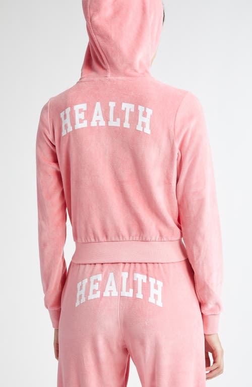 Sporty And Rich Sporty & Rich Health Crop Cotton Velour Zip-up Hoodie In Cotton Candy