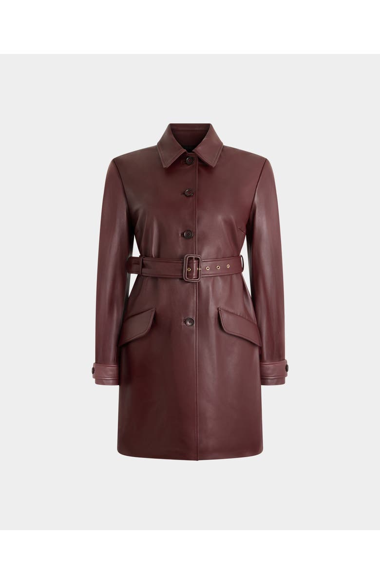 Bally Belted Coat in Leather, Main, color, Red