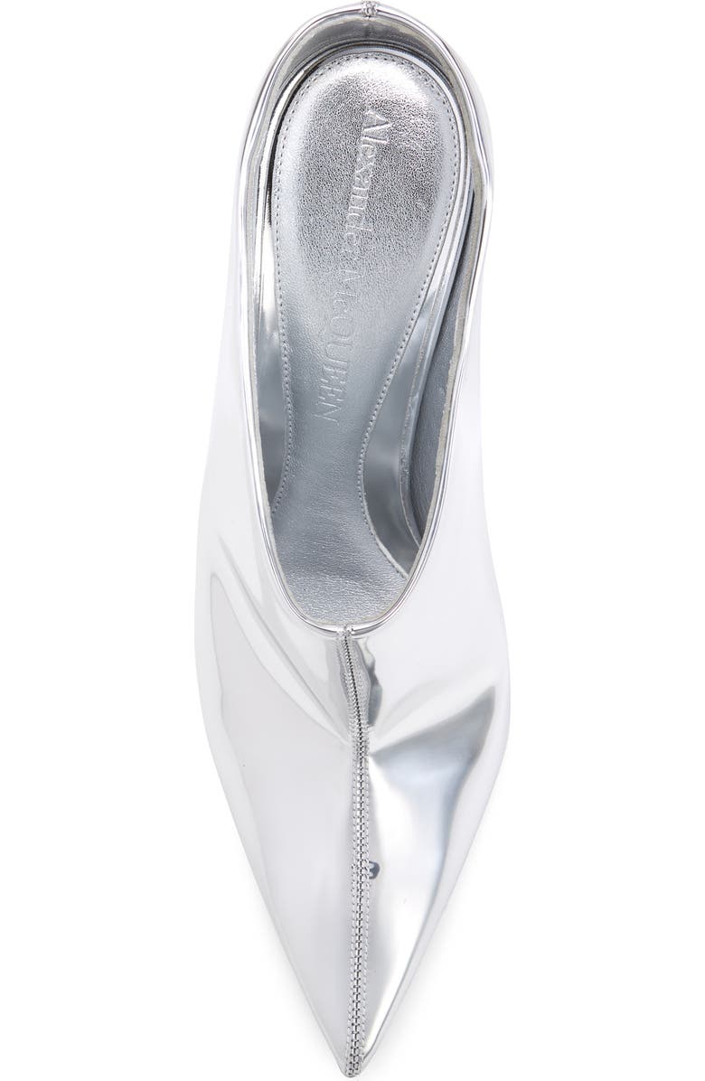 McQueen Thorn Pointed Toe Mule, Alternate, color, Silver
