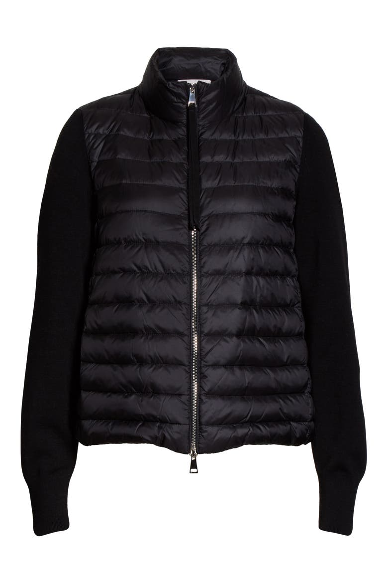 Quilted Down & Wool Short Jacket, Alternate, color, BLACK