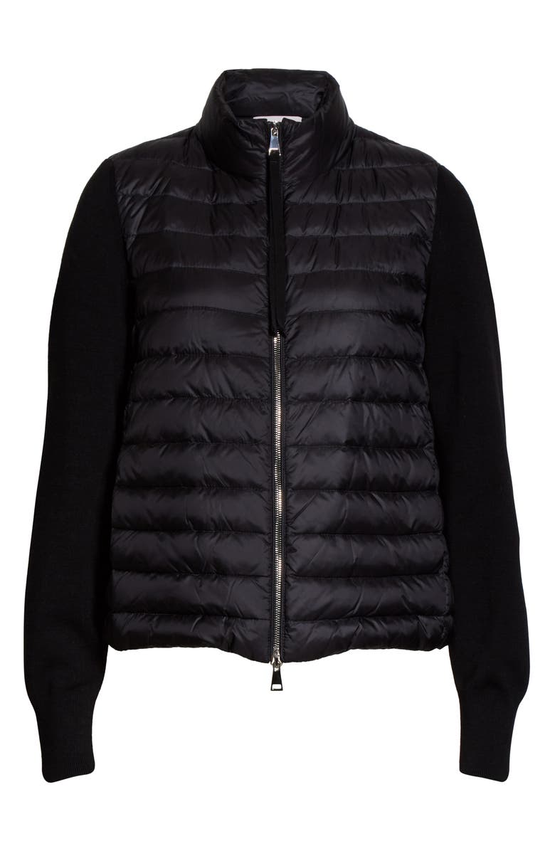 Moncler Quilted Down & Wool Short Jacket, Alternate, color, 