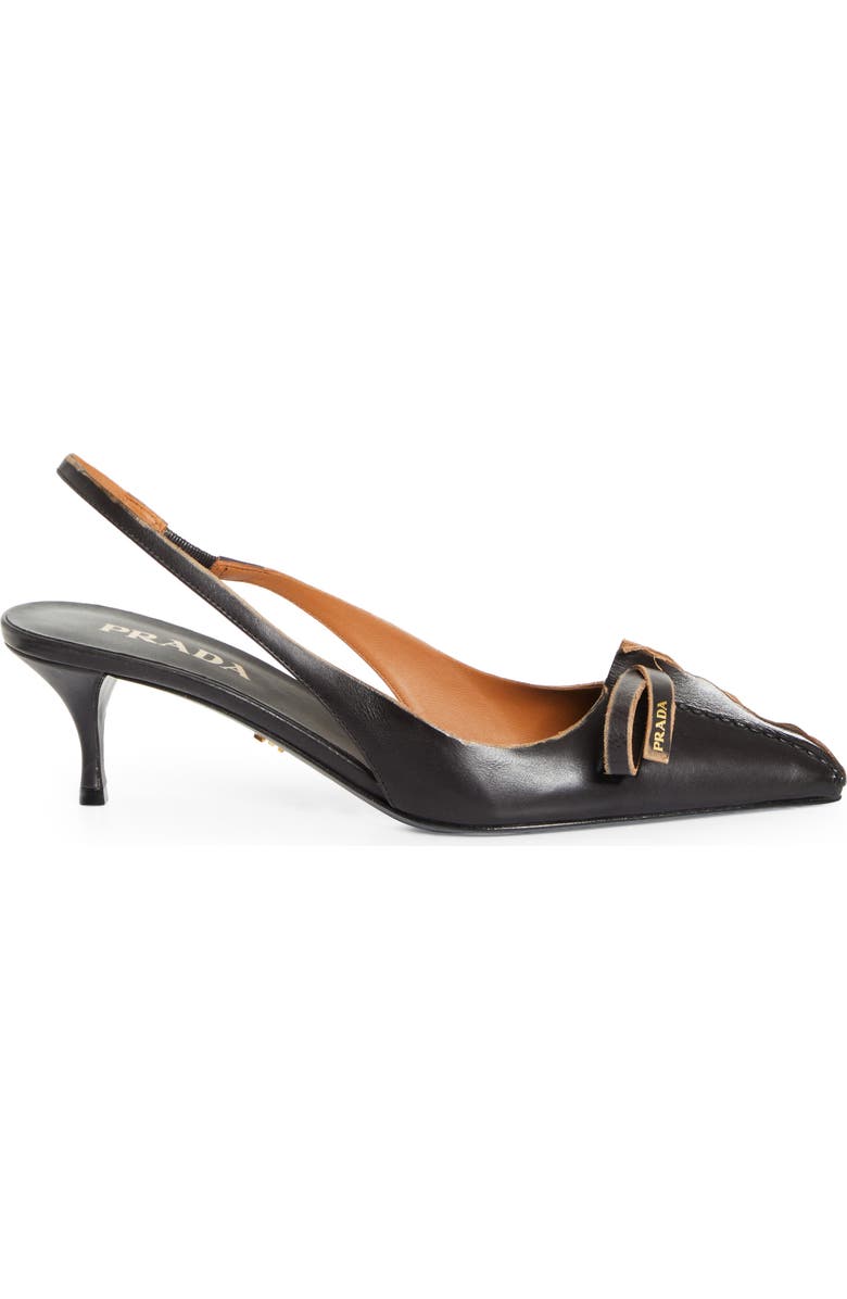 Prada Exposed Seam Slingback Pump, Alternate, color, Nero Cuoio