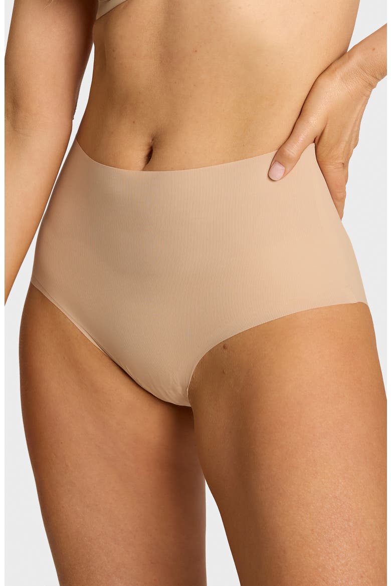 Invisible Rib One Size High Rise Bikini, Main, color, BEIGE
