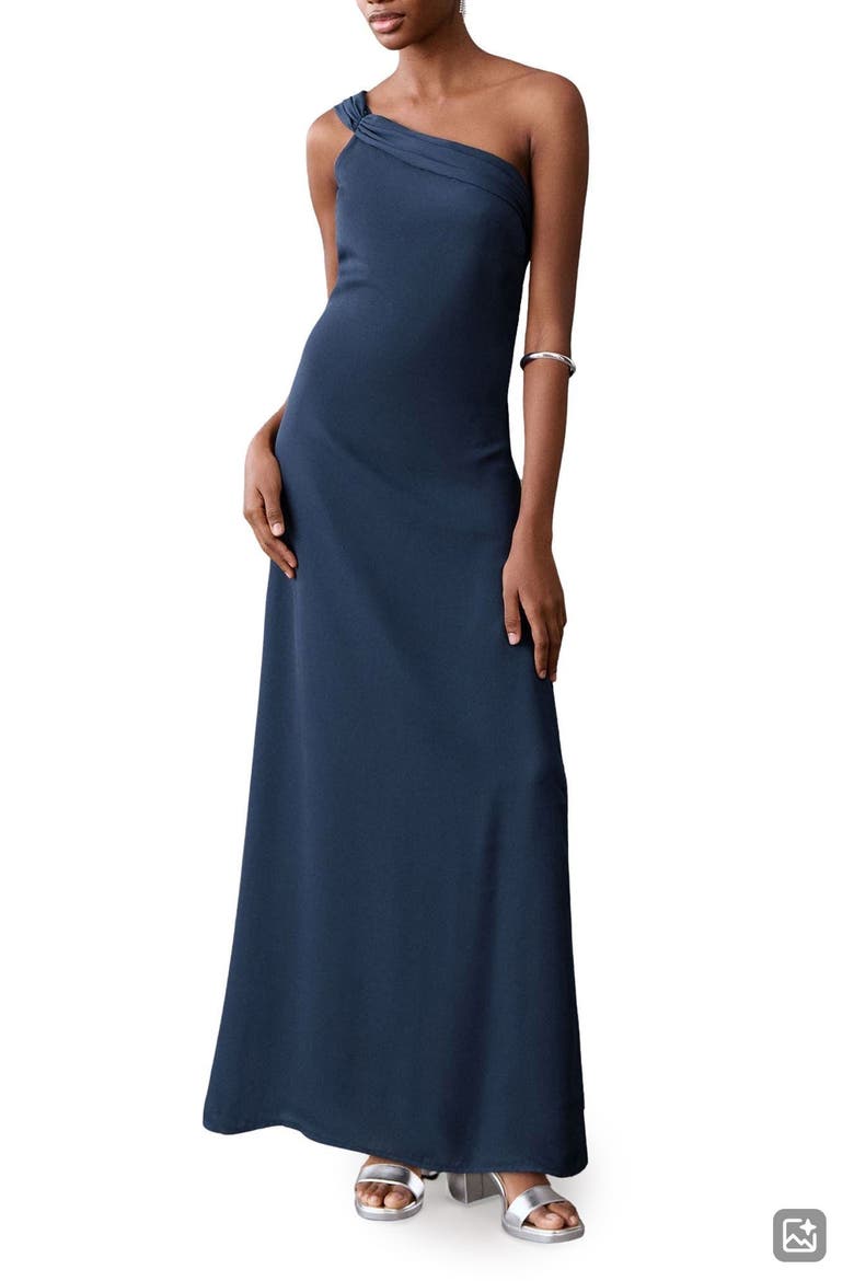 One-Shoulder Midi Dress, Main, color, DARK NAVY