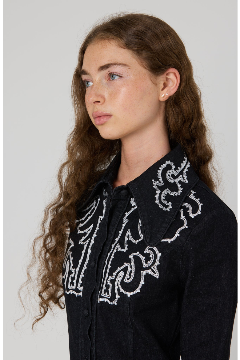 Wren Dress, Alternate, color, Black Denim