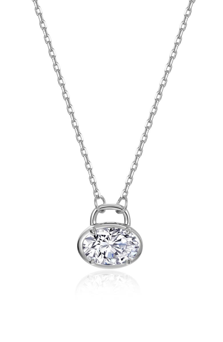 Lafonn Oval Lock Necklace, Main, color, Silver