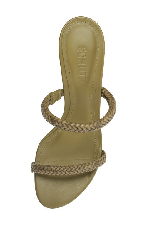Shop Schutz Taliah Woven Strap Slide Sandal In Matcha
