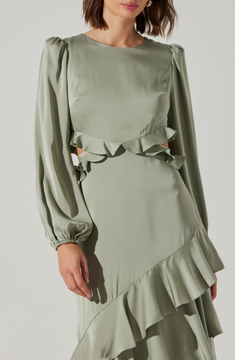 ASTR the Label Biella Long Sleeve Ruffle Maxi Dress, Alternate, color, Sage