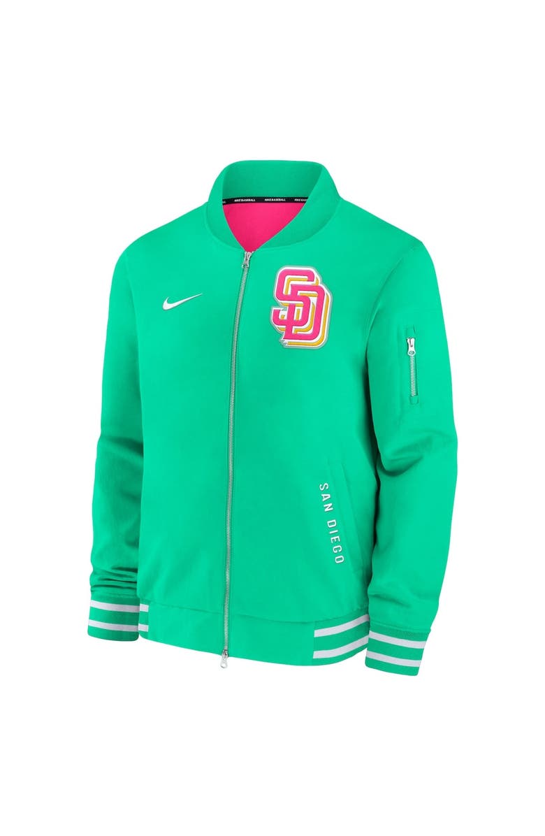 Nike Men's Nike Neon Green San Diego Padres Authentic Collection City Connect Full-Zip Bomber Jacket, Alternate, color, Neon Green