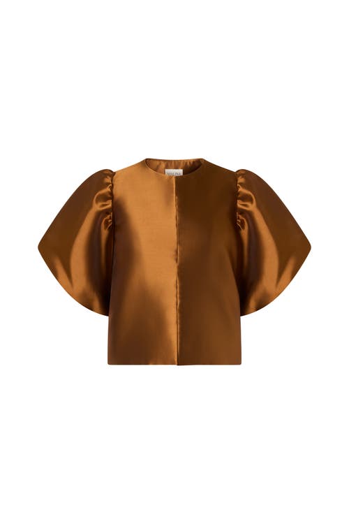 Malina Cleo Pouf Balloon Sleeve Blouse In Brown