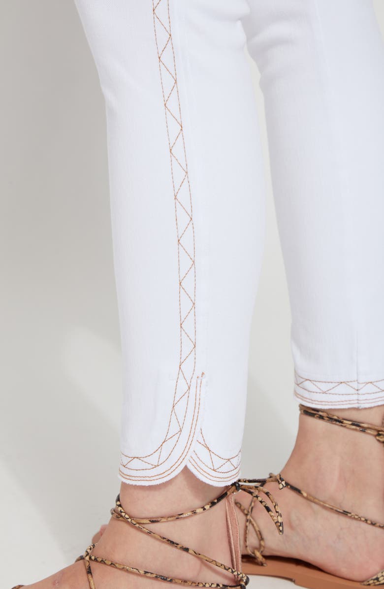 Lysse Zigzag Tulip Hem Crop Skinny Jeans, Alternate, color, White