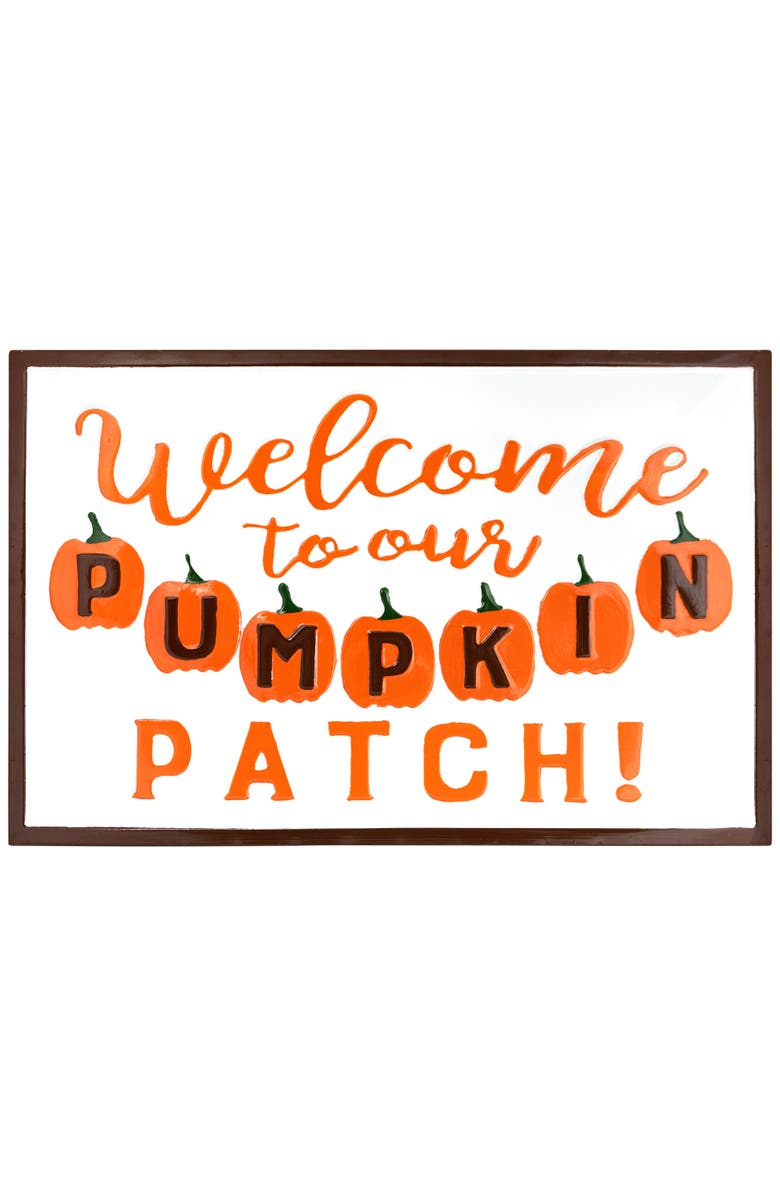 Northlight Welcome to our Pumpkin Patch Fall Harvest Embossed Metal Wall Sign - 20.25", Main, color, White