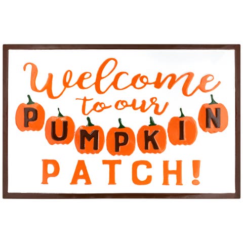 Welcome to our Pumpkin Patch Fall Harvest Embossed Metal Wall Sign - 20.25"