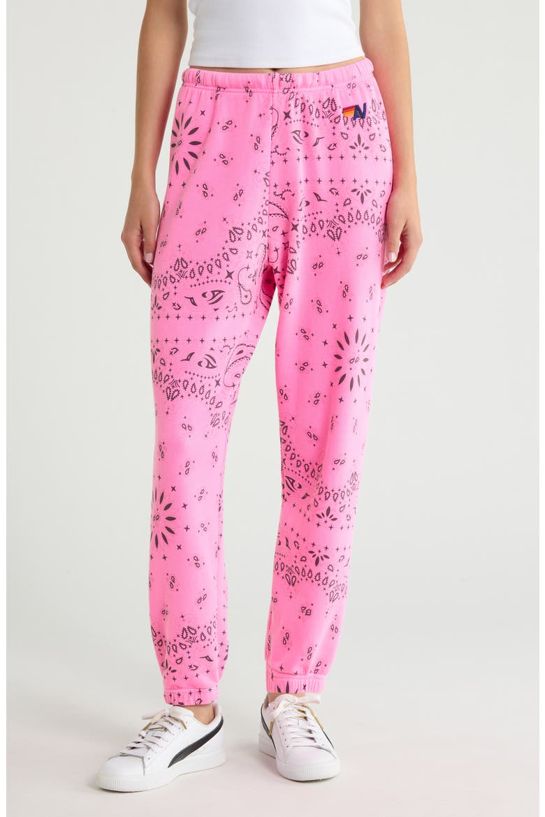 Bandana Print Sweatpants, Main, color, NEON PINK