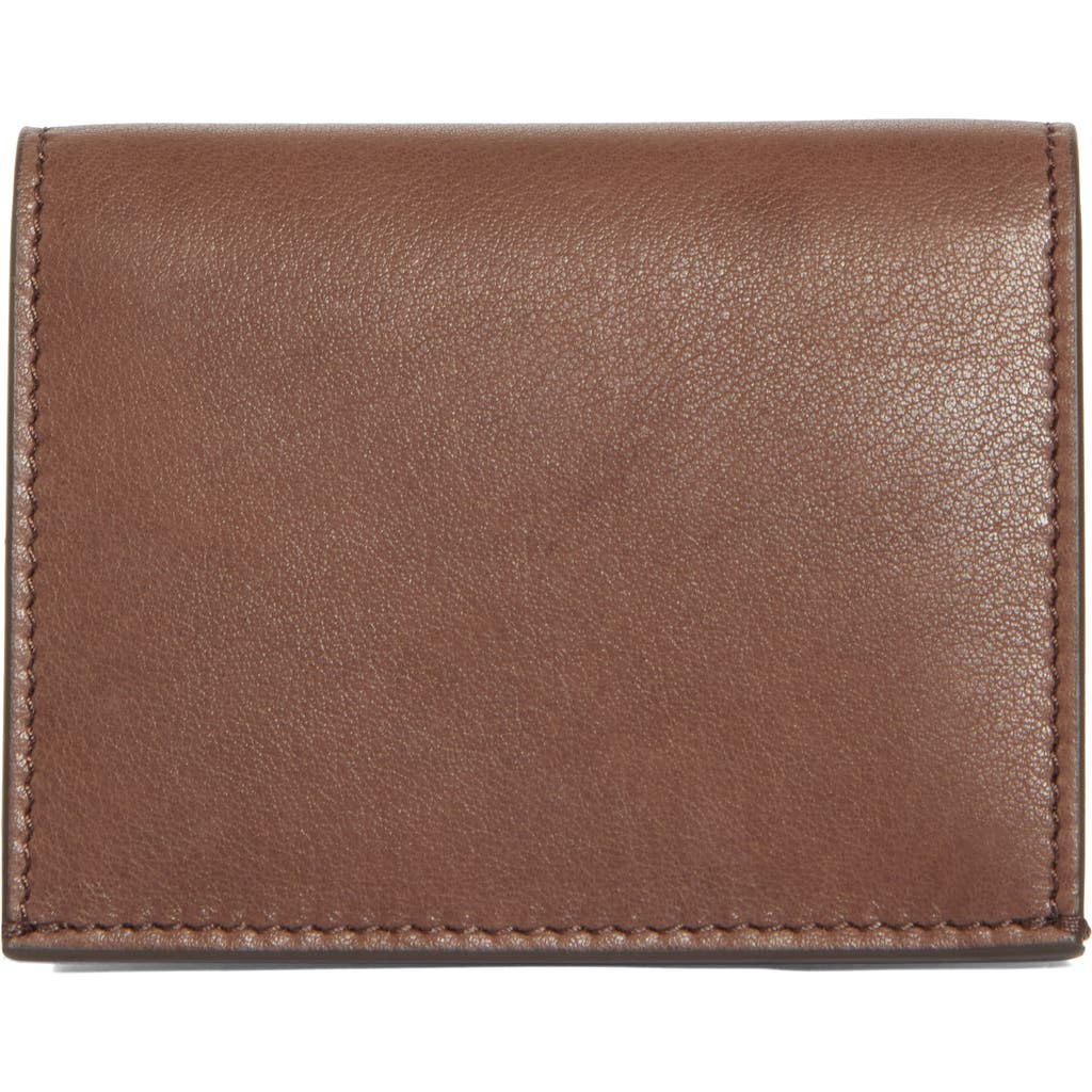 Thom Browne Soft Calfskin Leather Bifold Card Holder In Dark Brown