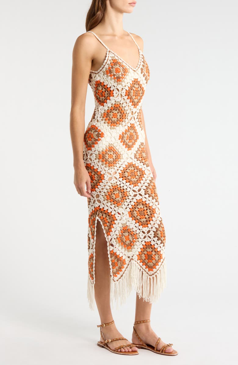 Elan Crochet Maxi Cover-Up Dress, Alternate, color, White Clay Combo